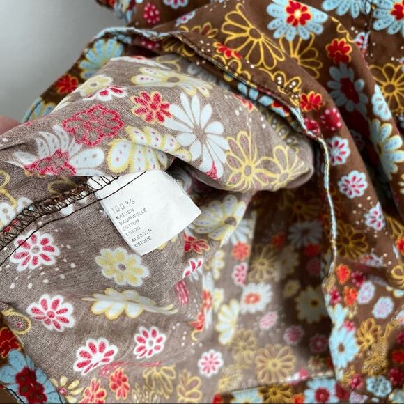 Cakewalk | Girl’s Brown Floral Dress Scalloped Hem Button Top Short Sleeve 5T - Picture 8 of 8